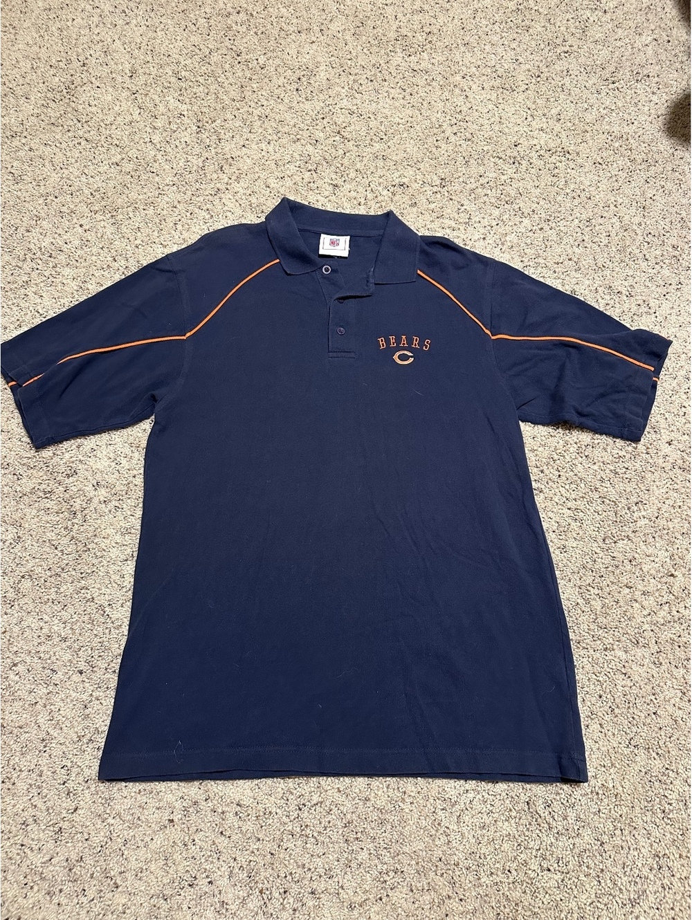 Chicago Bears Navy Blue Polo Shirt with Orange Piping